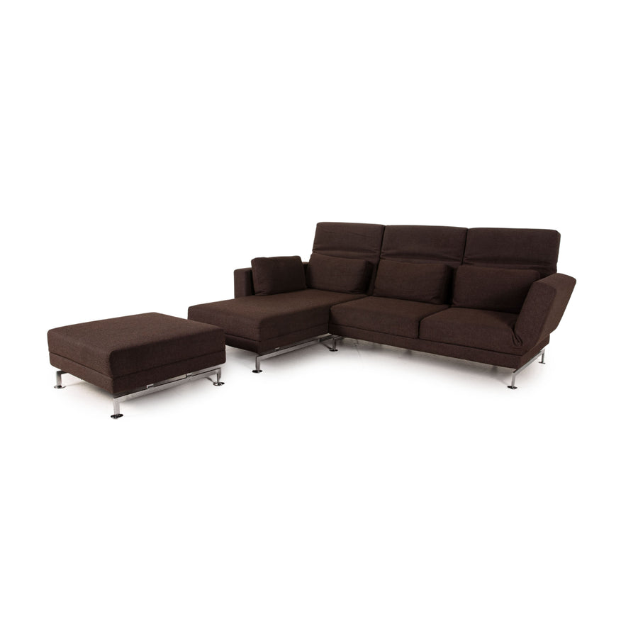 Brühl & Sippold Moule Stoff Sofa Braun Ecksofa inkl Hocker Funktion Relaxfunktion Couch