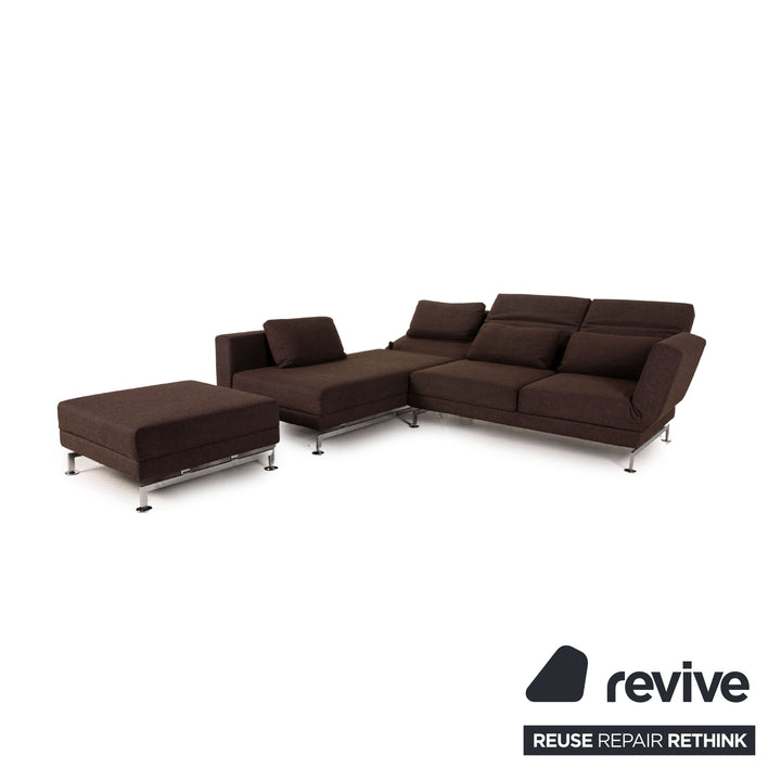 Brühl & Sippold Moule Stoff Sofa Braun Ecksofa inkl Hocker Funktion Relaxfunktion Couch