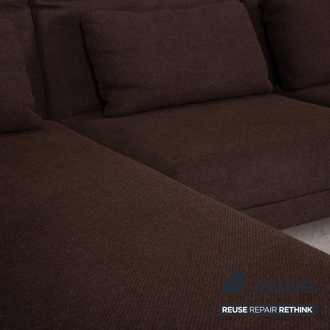 Brühl & Sippold Moule Stoff Sofa Braun Ecksofa inkl Hocker Funktion Relaxfunktion Couch