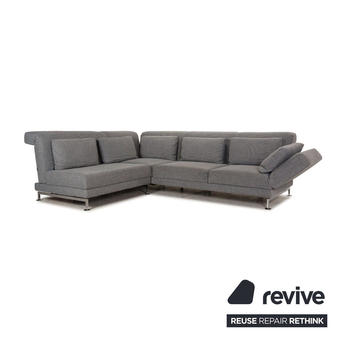 Brühl & Sippold Moule Stoff Sofa Garnitur Grau Ecksofa Hocker