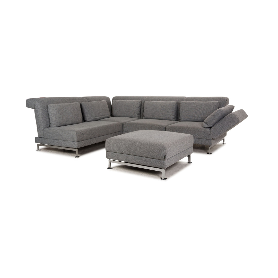 Brühl & Sippold Moule Stoff Sofa Garnitur Grau Ecksofa Hocker