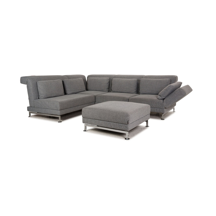 Brühl & Sippold Moule Stoff Sofa Garnitur Grau Ecksofa Hocker