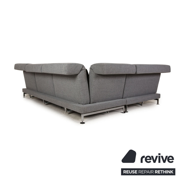 Brühl & Sippold Moule Stoff Sofa Garnitur Grau Ecksofa Hocker