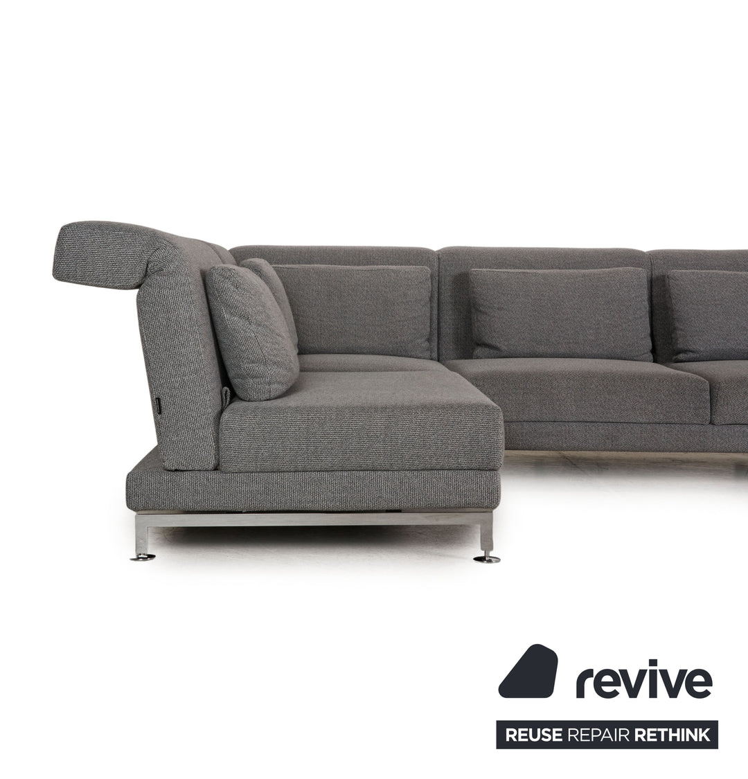 Brühl & Sippold Moule Stoff Sofa Garnitur Grau Ecksofa Hocker