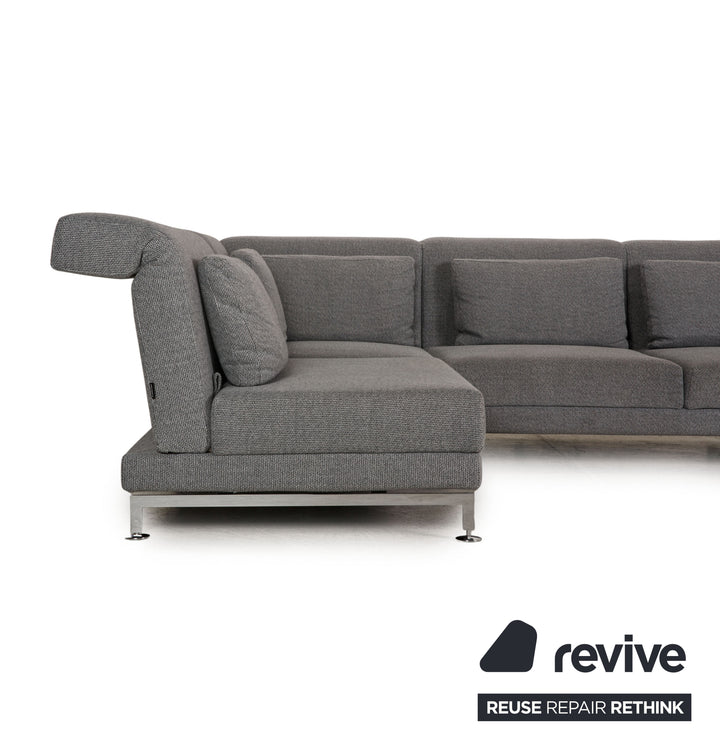 Brühl & Sippold Moule Stoff Sofa Garnitur Grau Ecksofa Hocker