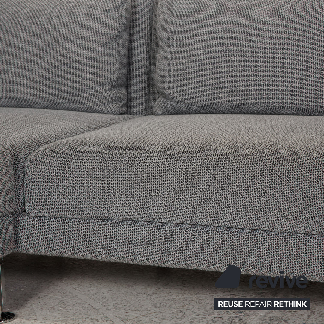 Brühl & Sippold Moule Stoff Sofa Garnitur Grau Ecksofa Hocker