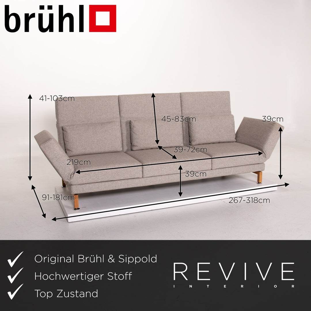 Brühl & Sippold Moule Stoff Sofa Grau Dreisitzer Schlafsofa Schlaffunktion Funktion Couch #13968