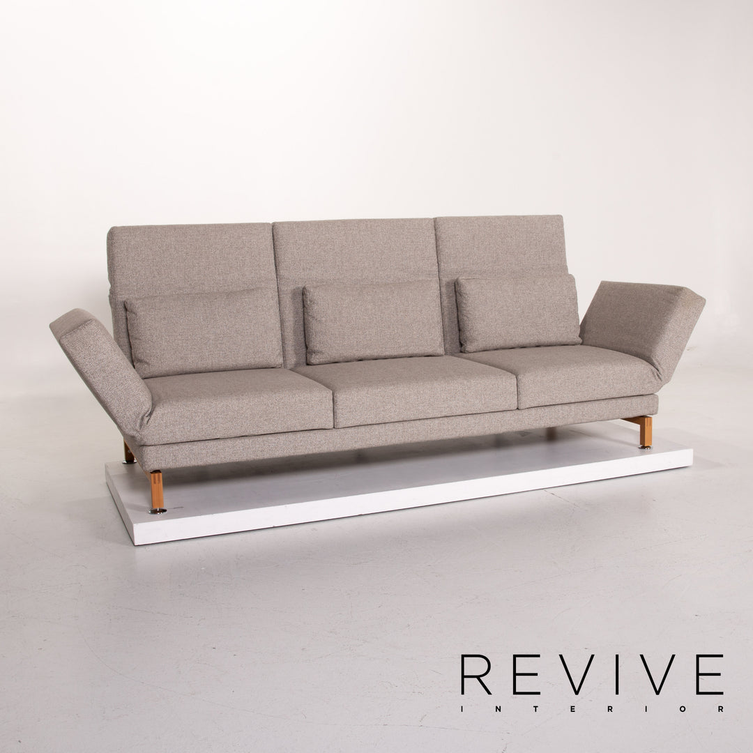 Brühl & Sippold Moule Stoff Sofa Grau Dreisitzer Schlafsofa Schlaffunktion Funktion Couch #13968