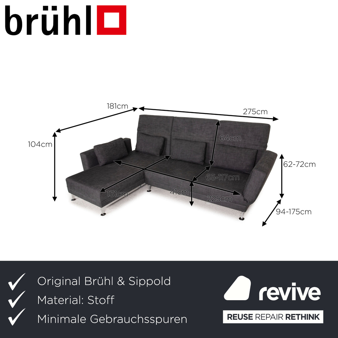 Brühl Moule Stoff Sofa Grau Ecksofa Funktion Liegefunktion Couch