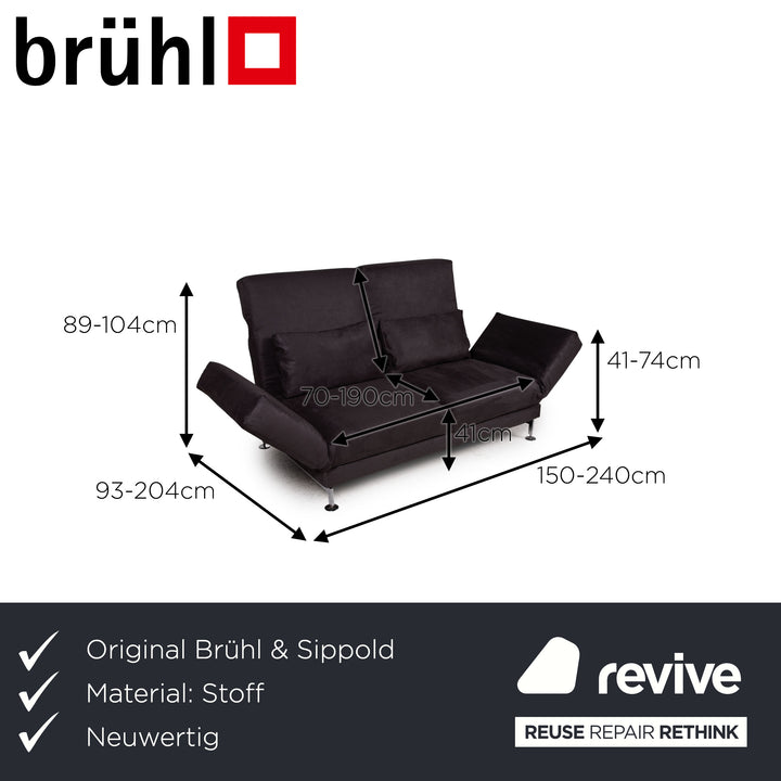 Brühl & Sippold Moule Stoff Sofa Grau Zweisitzer Couch Funktion Schlaffunktion