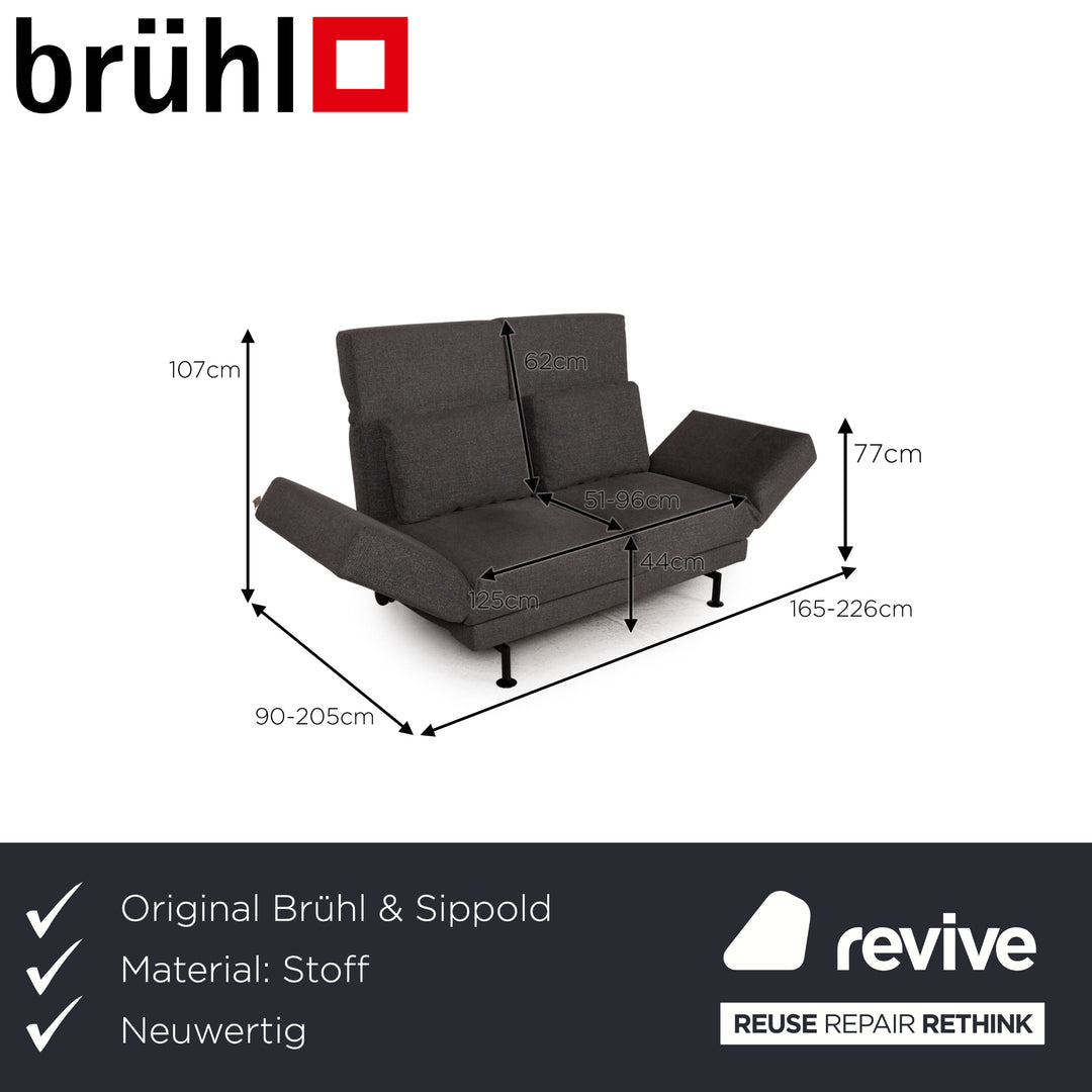 Brühl Moule Stoff Sofa Grau Zweisitzer Couch Funktion Schlaffunktion