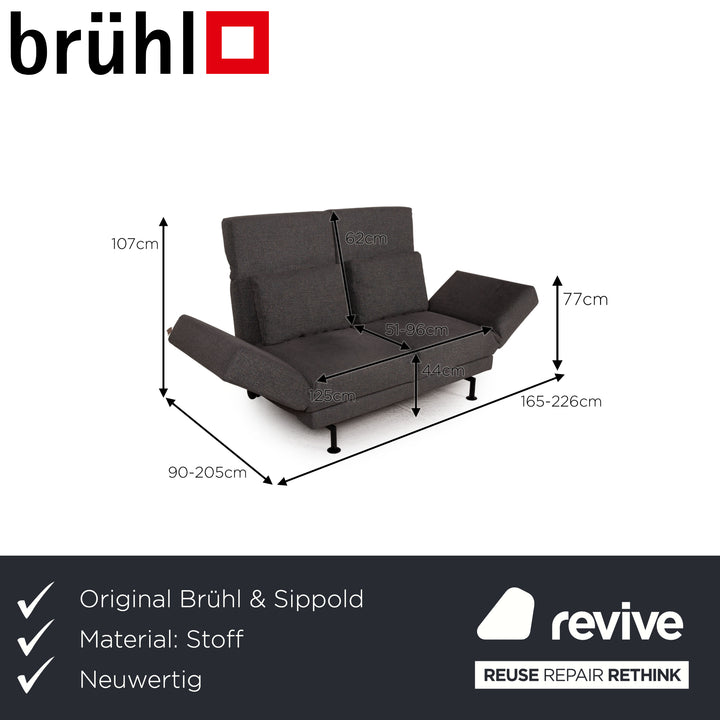 Brühl Moule Stoff Sofa Grau Zweisitzer Couch Funktion Schlaffunktion