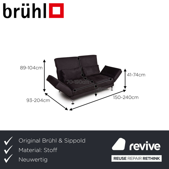 Brühl Moule Stoff Sofa Grau Zweisitzer Funktion Relaxfunktion #14452