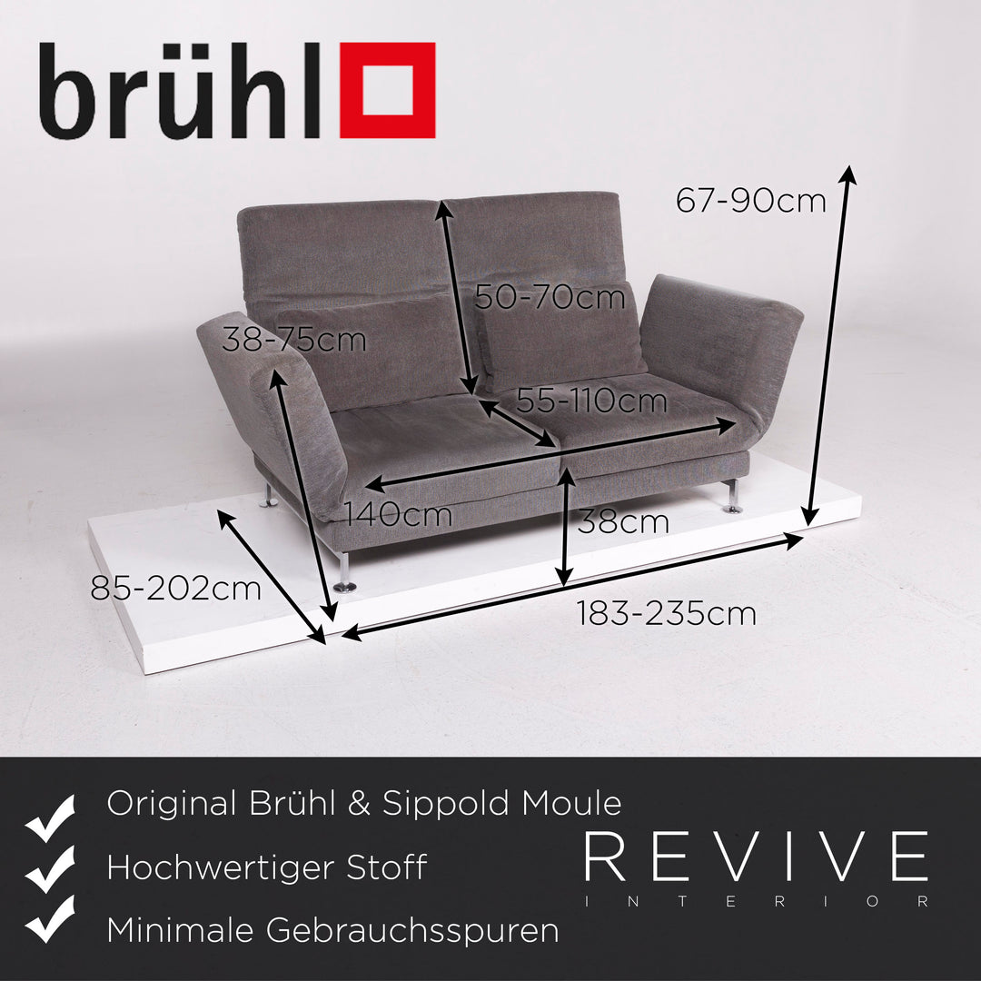 Brühl Moule Stoff Sofa Grau Zweisitzer inkl. Funktion #11428