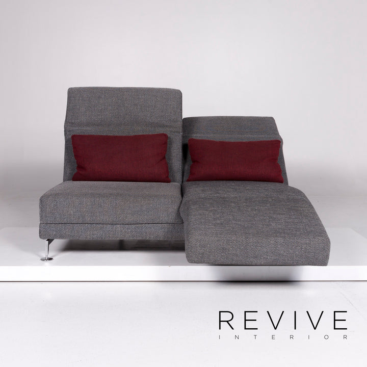 Brühl Moule Stoff Sofa Grau Zweisitzer Relaxfunktion Funktion Couch #10456