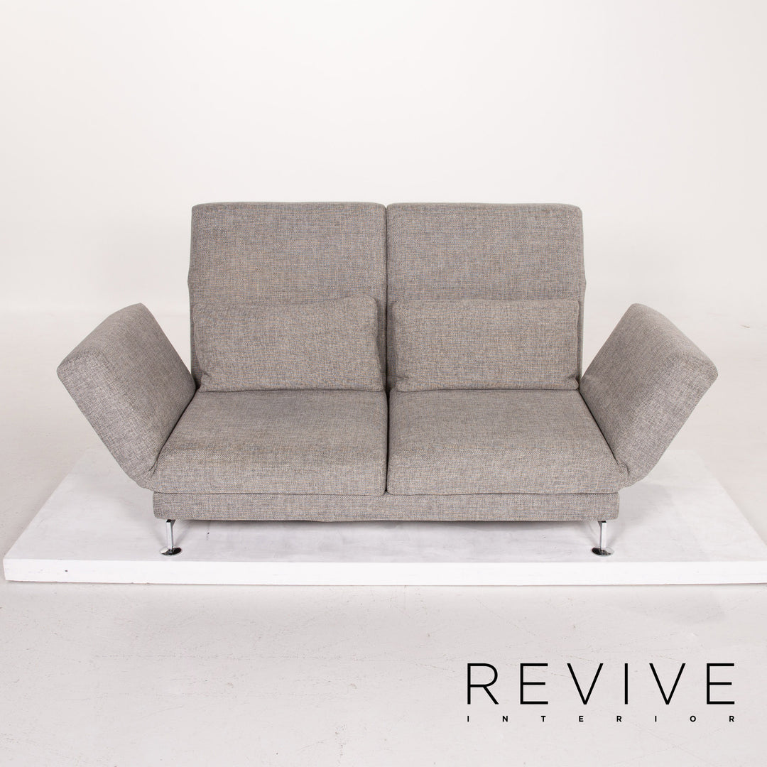 Brühl Moule Stoff Sofa Grau Zweisitzer Relaxfunktion Schlafsofa Schlaffunktion Funktion #14204