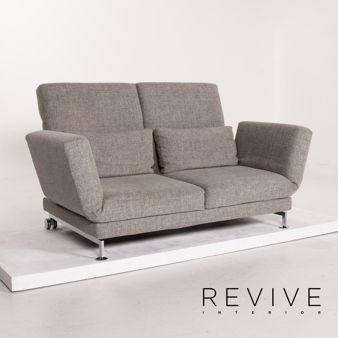 Brühl Moule Stoff Sofa Grau Zweisitzer Relaxfunktion Schlafsofa Schlaffunktion Funktion #14204