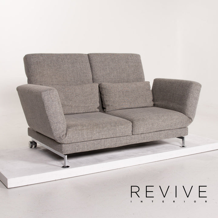 Brühl Moule Stoff Sofa Grau Zweisitzer Relaxfunktion Schlafsofa Schlaffunktion Funktion #14204