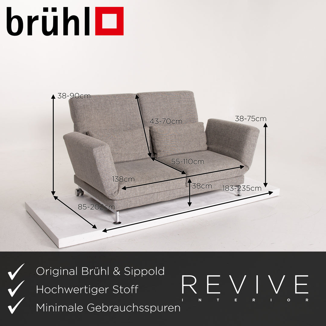 Brühl Moule Stoff Sofa Grau Zweisitzer Relaxfunktion Schlafsofa Schlaffunktion Funktion #14204