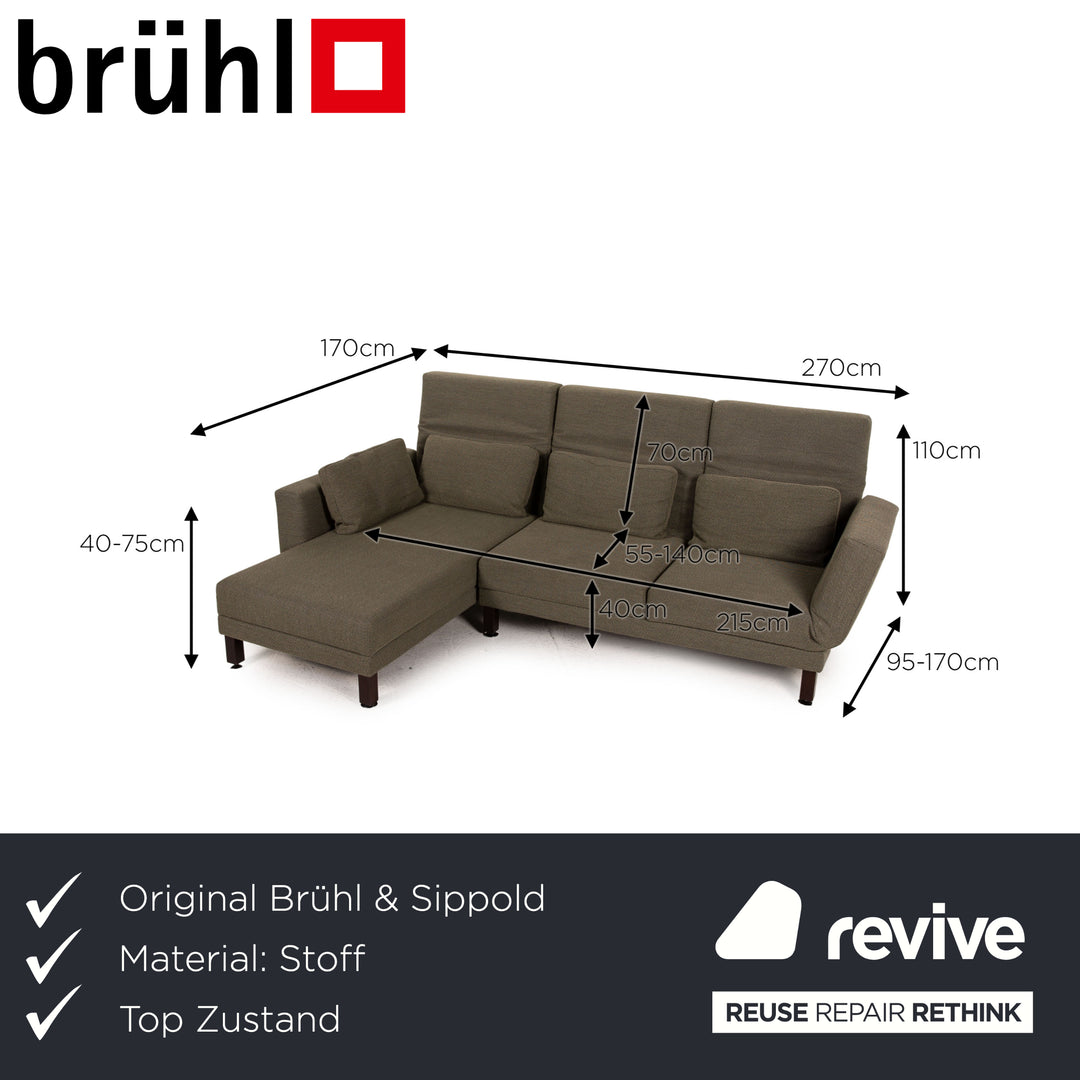 Brühl Moule Stoff Sofa Grün Ecksofa Couch Funktion Relaxfunktion