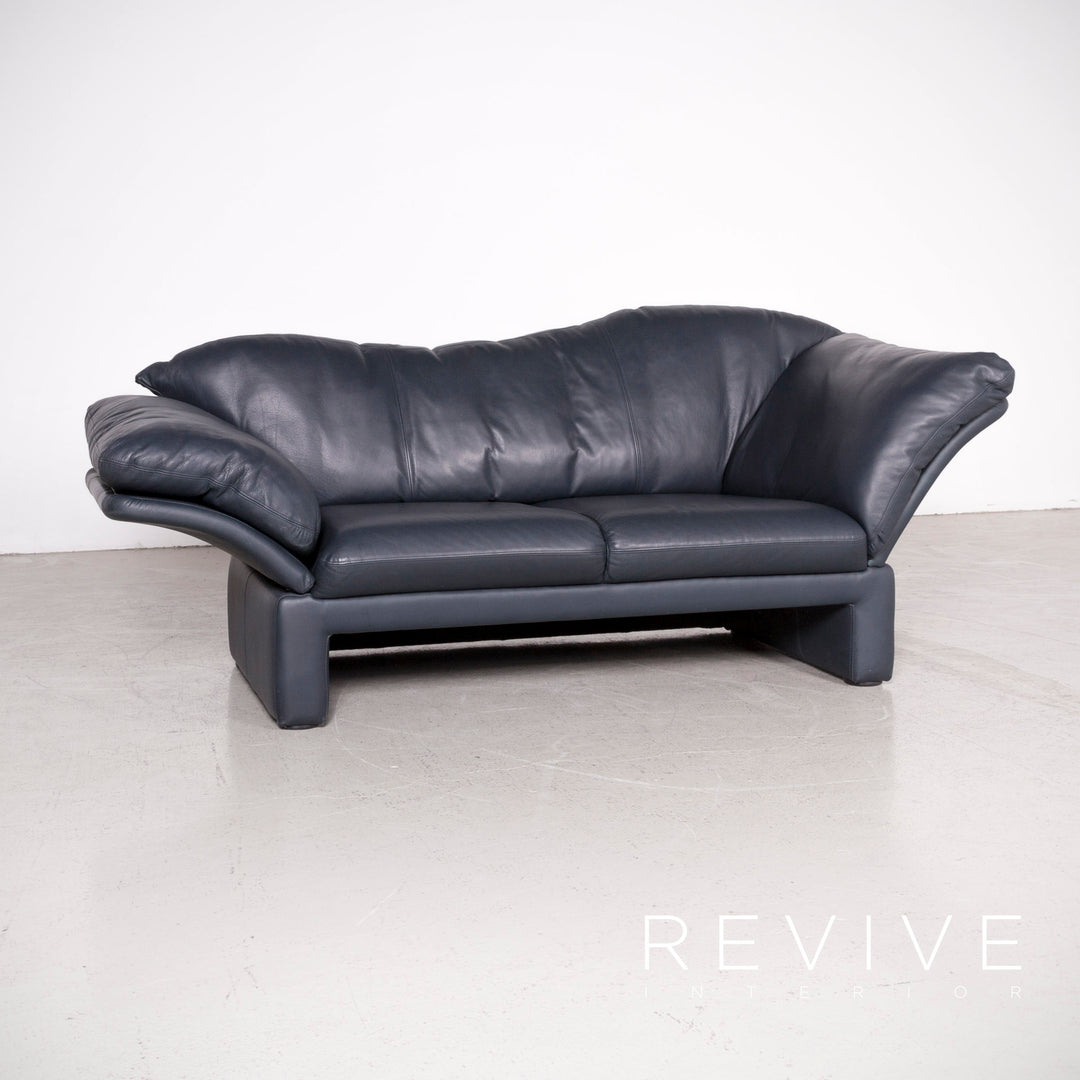 Brühl Prelude Designer Leder Sofa Blau Echtleder Dreisitzer Couch #7632