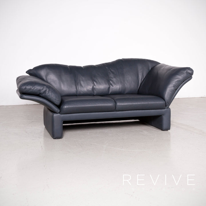 Brühl Prelude Designer Leder Sofa Blau Echtleder Dreisitzer Couch #7632