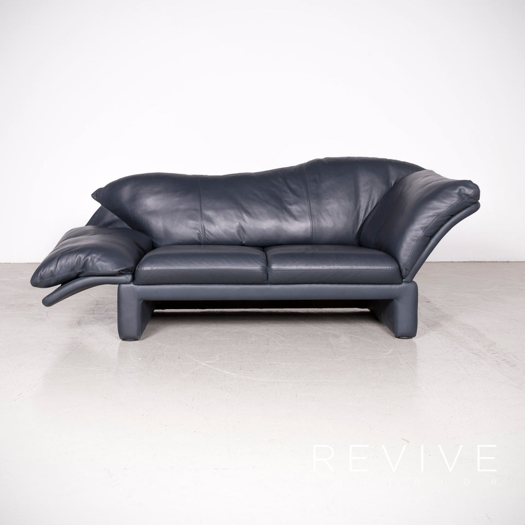 Brühl Prelude Designer Leder Sofa Blau Echtleder Dreisitzer Couch #7632