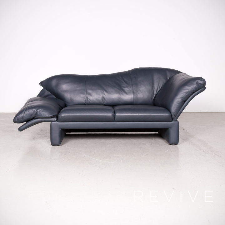 Brühl Prelude Designer Leder Sofa Blau Echtleder Dreisitzer Couch #7632