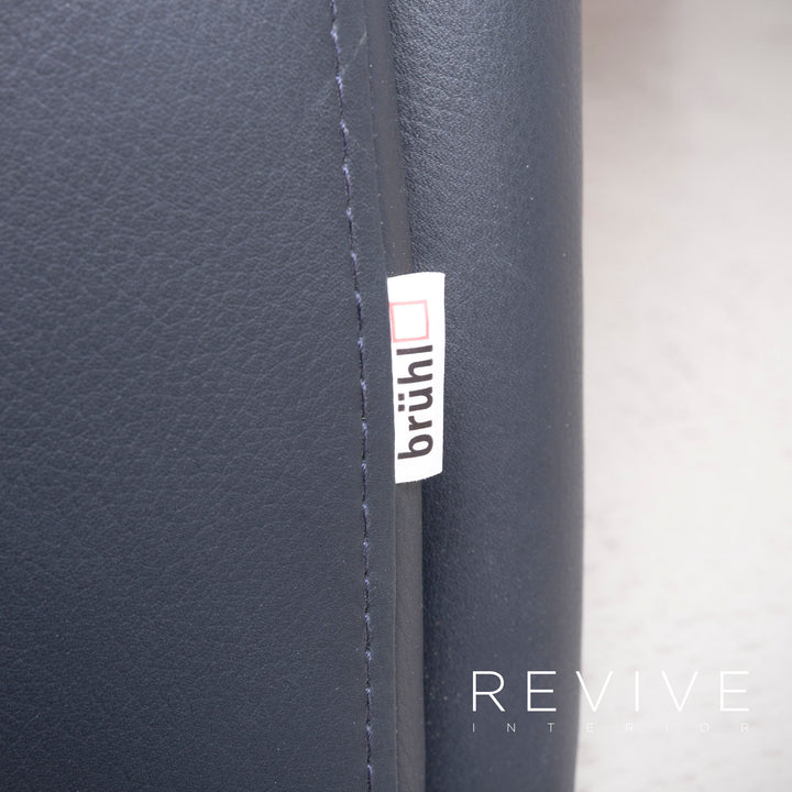 Brühl Prelude Designer Leder Sofa Blau Echtleder Dreisitzer Couch #7632