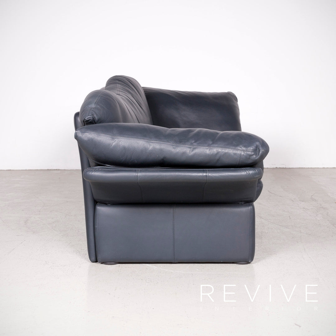 Brühl Prelude Designer Leder Sofa Blau Echtleder Dreisitzer Couch #7632