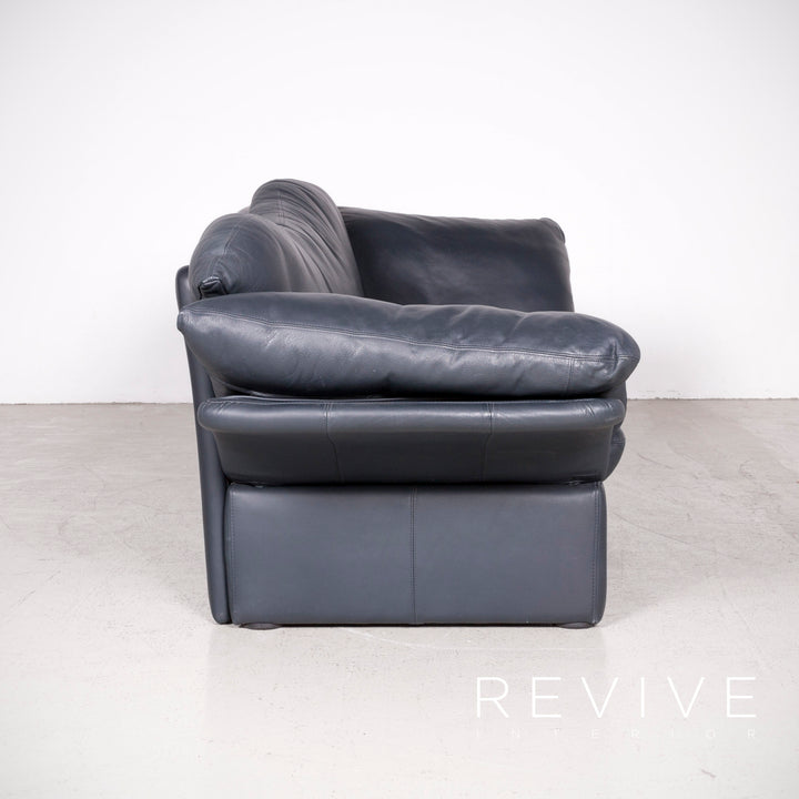 Brühl Prelude Designer Leder Sofa Blau Echtleder Dreisitzer Couch #7632