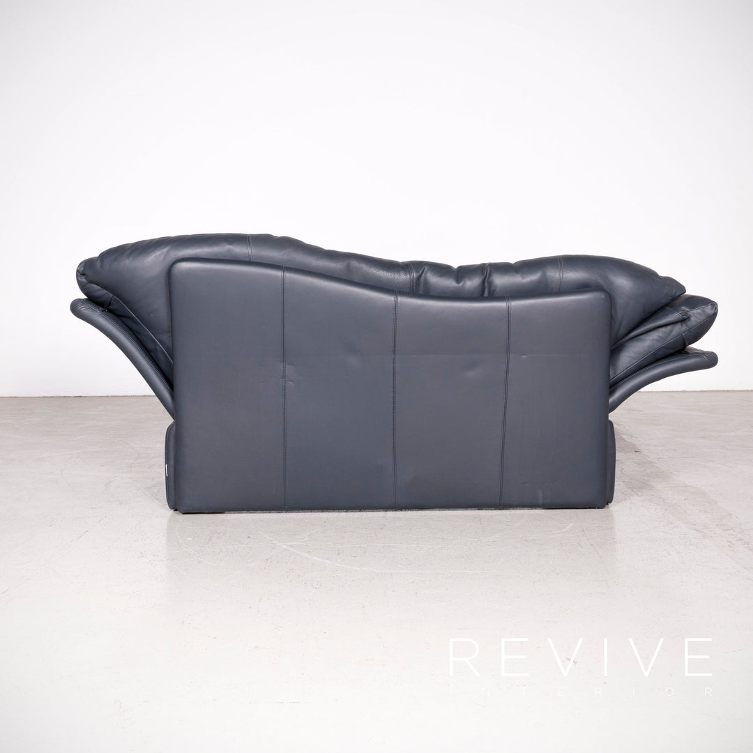 Brühl Prelude Designer Leder Sofa Blau Echtleder Dreisitzer Couch #7632