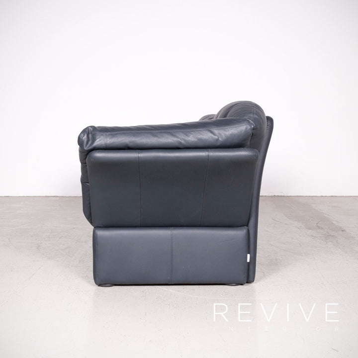 Brühl Prelude Designer Leder Sofa Blau Echtleder Dreisitzer Couch #7632