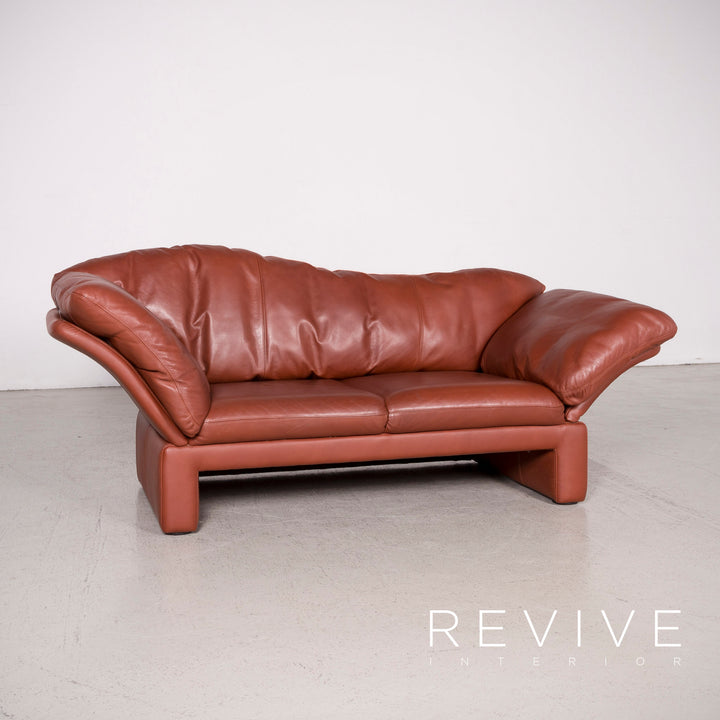 Brühl Prelude Designer Leder Sofa Rot Echtleder Zweisitzer #8069