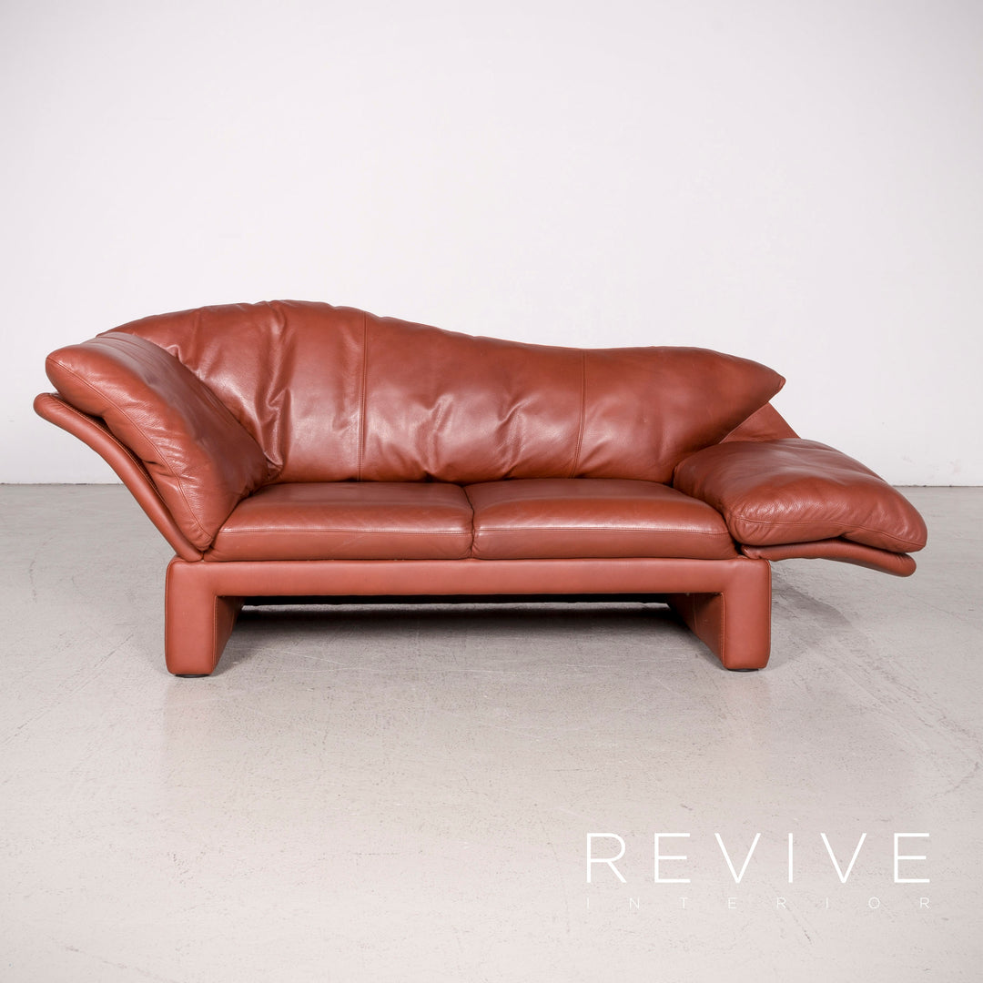 Brühl Prelude Designer Leder Sofa Rot Echtleder Zweisitzer #8069