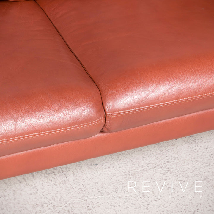 Brühl Prelude Designer Leder Sofa Rot Echtleder Zweisitzer #8069