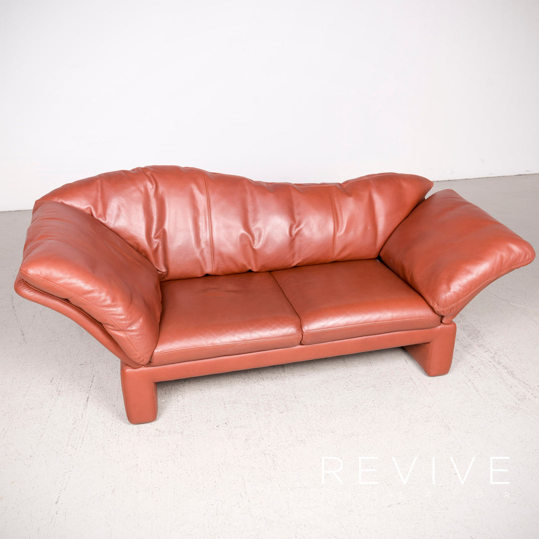 Brühl Prelude Designer Leder Sofa Rot Echtleder Zweisitzer #8069