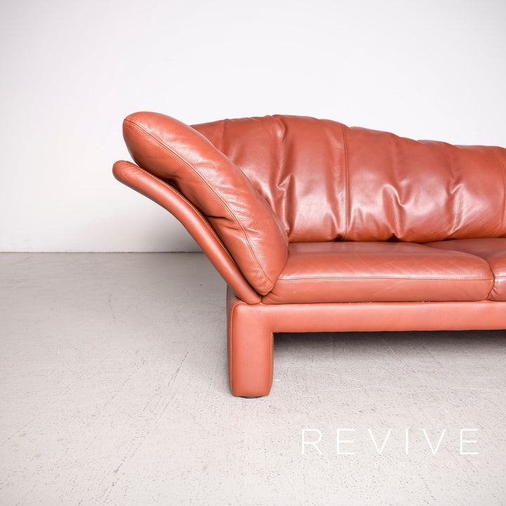 Brühl Prelude Designer Leder Sofa Rot Echtleder Zweisitzer #8069