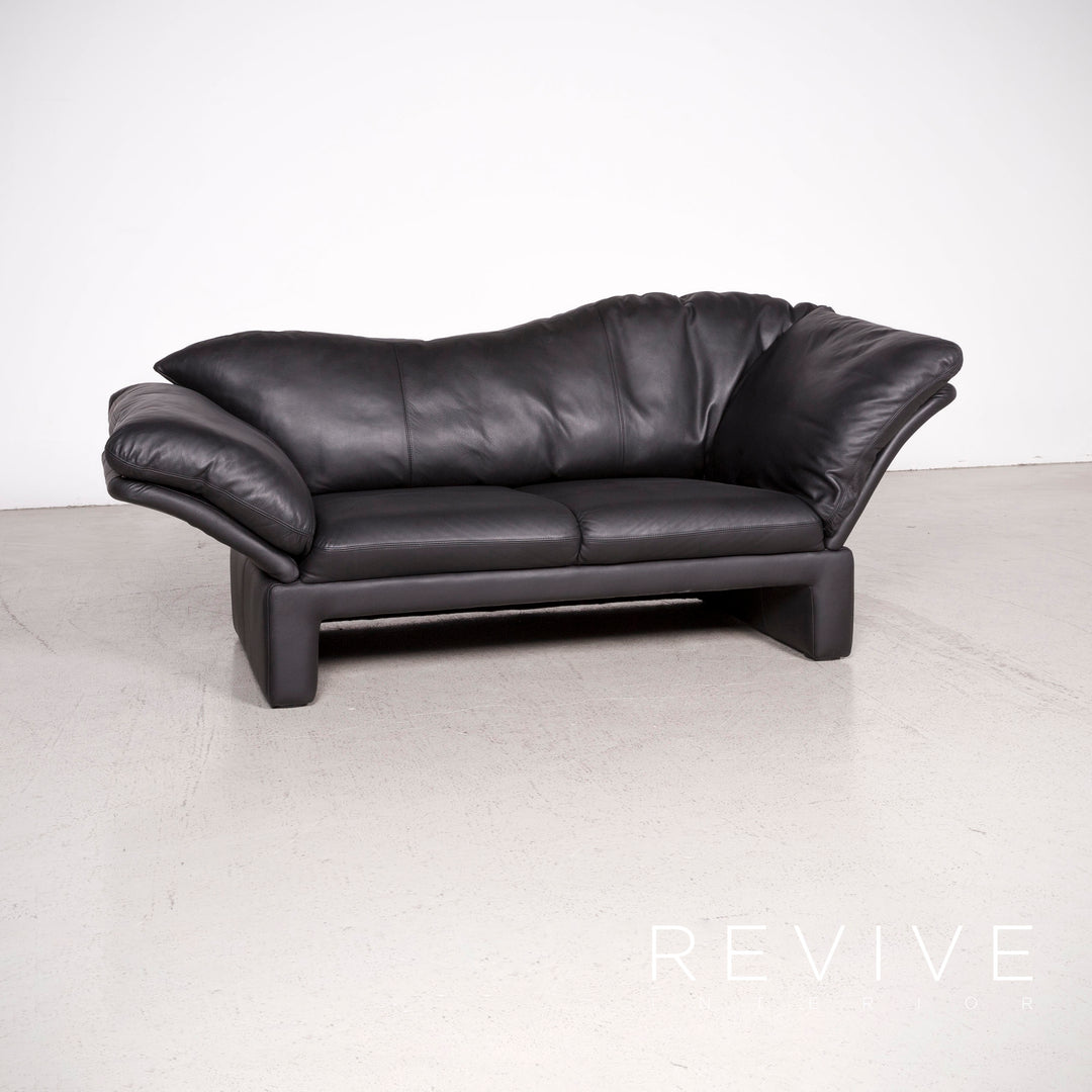 Brühl Prelude Designer Leder Sofa Schwarz Echtleder Dreisitzer Couch #8020
