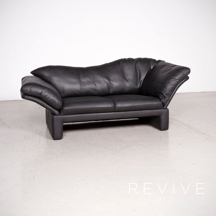 Brühl Prelude Designer Leder Sofa Schwarz Echtleder Dreisitzer Couch #8020