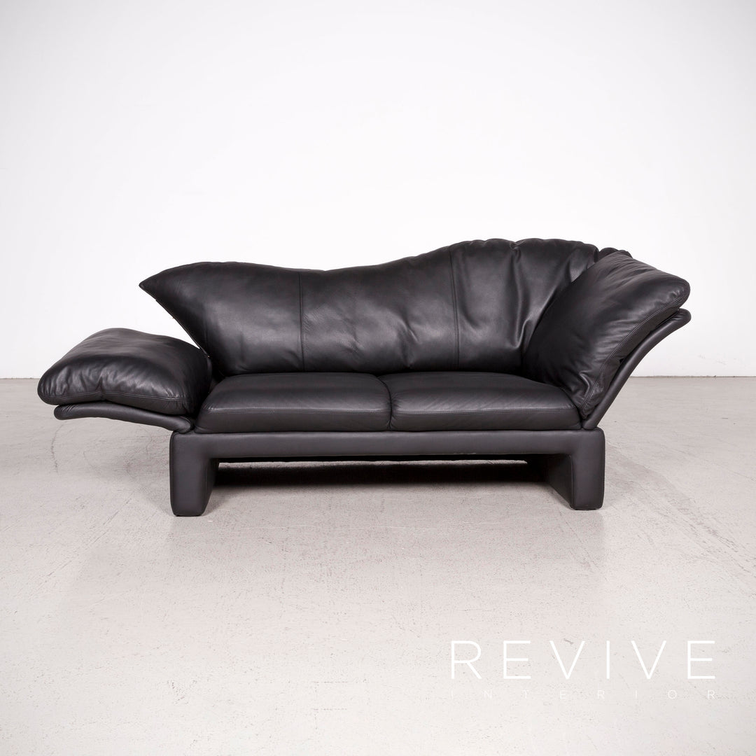 Brühl Prelude Designer Leder Sofa Schwarz Echtleder Dreisitzer Couch #8020