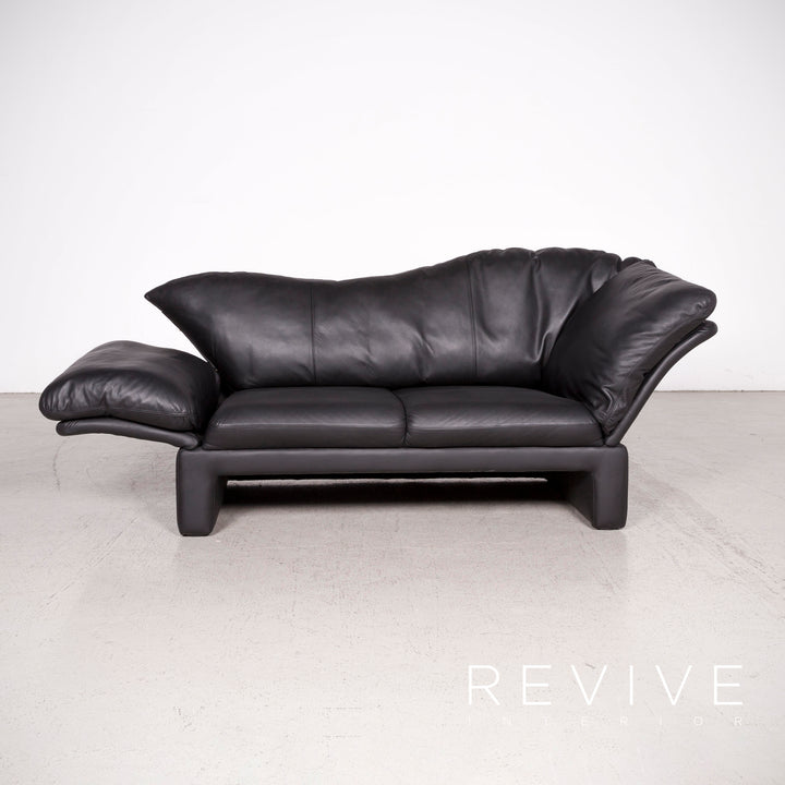 Brühl Prelude Designer Leder Sofa Schwarz Echtleder Dreisitzer Couch #8020