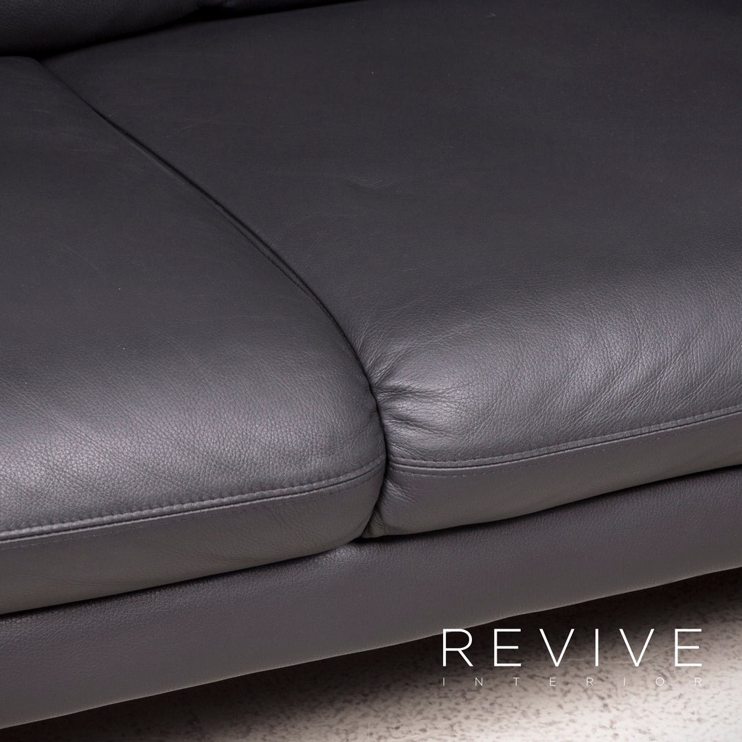 Brühl Prelude Designer Leder Sofa Schwarz Echtleder Dreisitzer Couch #8020