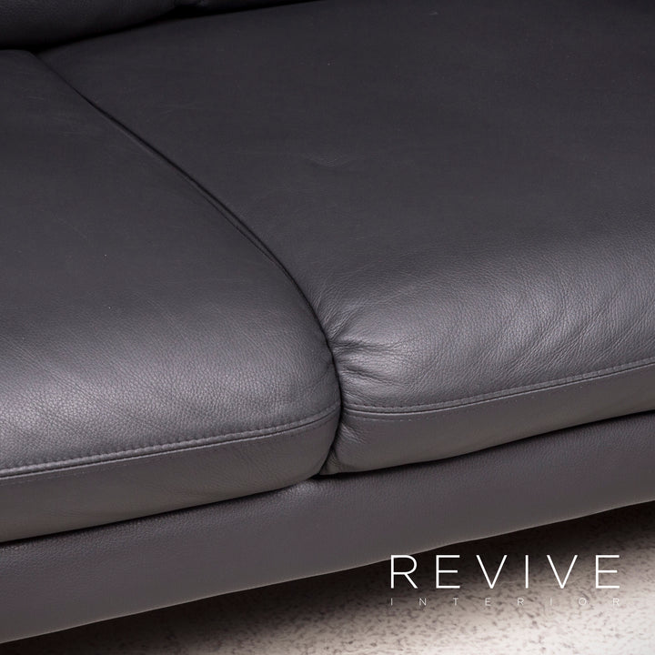 Brühl Prelude Designer Leder Sofa Schwarz Echtleder Dreisitzer Couch #8020