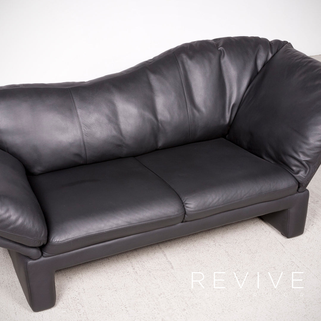 Brühl Prelude Designer Leder Sofa Schwarz Echtleder Dreisitzer Couch #8020