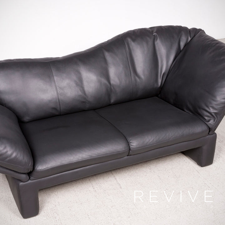 Brühl Prelude Designer Leder Sofa Schwarz Echtleder Dreisitzer Couch #8020
