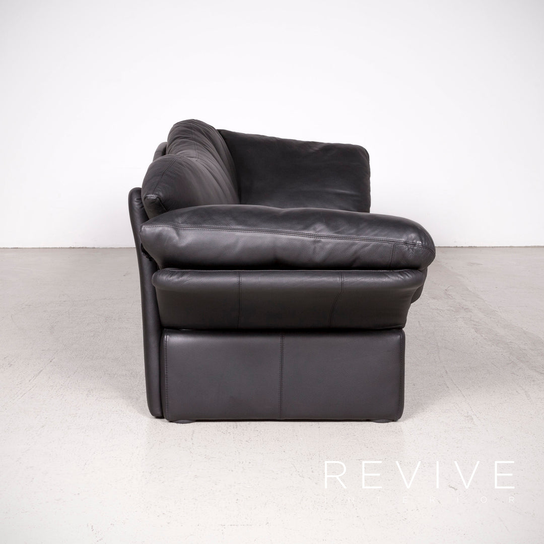Brühl Prelude Designer Leder Sofa Schwarz Echtleder Dreisitzer Couch #8020