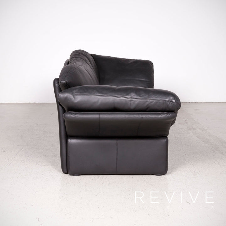 Brühl Prelude Designer Leder Sofa Schwarz Echtleder Dreisitzer Couch #8020