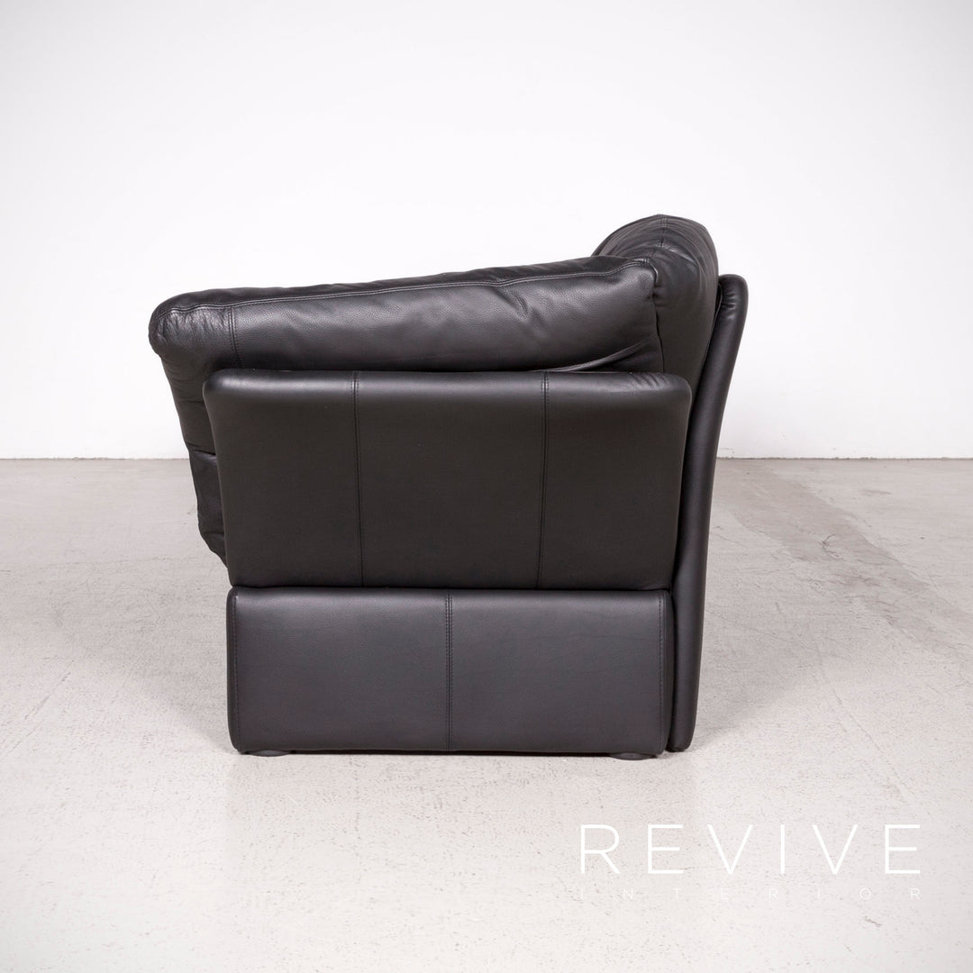 Brühl Prelude Designer Leder Sofa Schwarz Echtleder Dreisitzer Couch #8020
