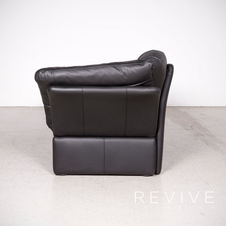 Brühl Prelude Designer Leder Sofa Schwarz Echtleder Dreisitzer Couch #8020